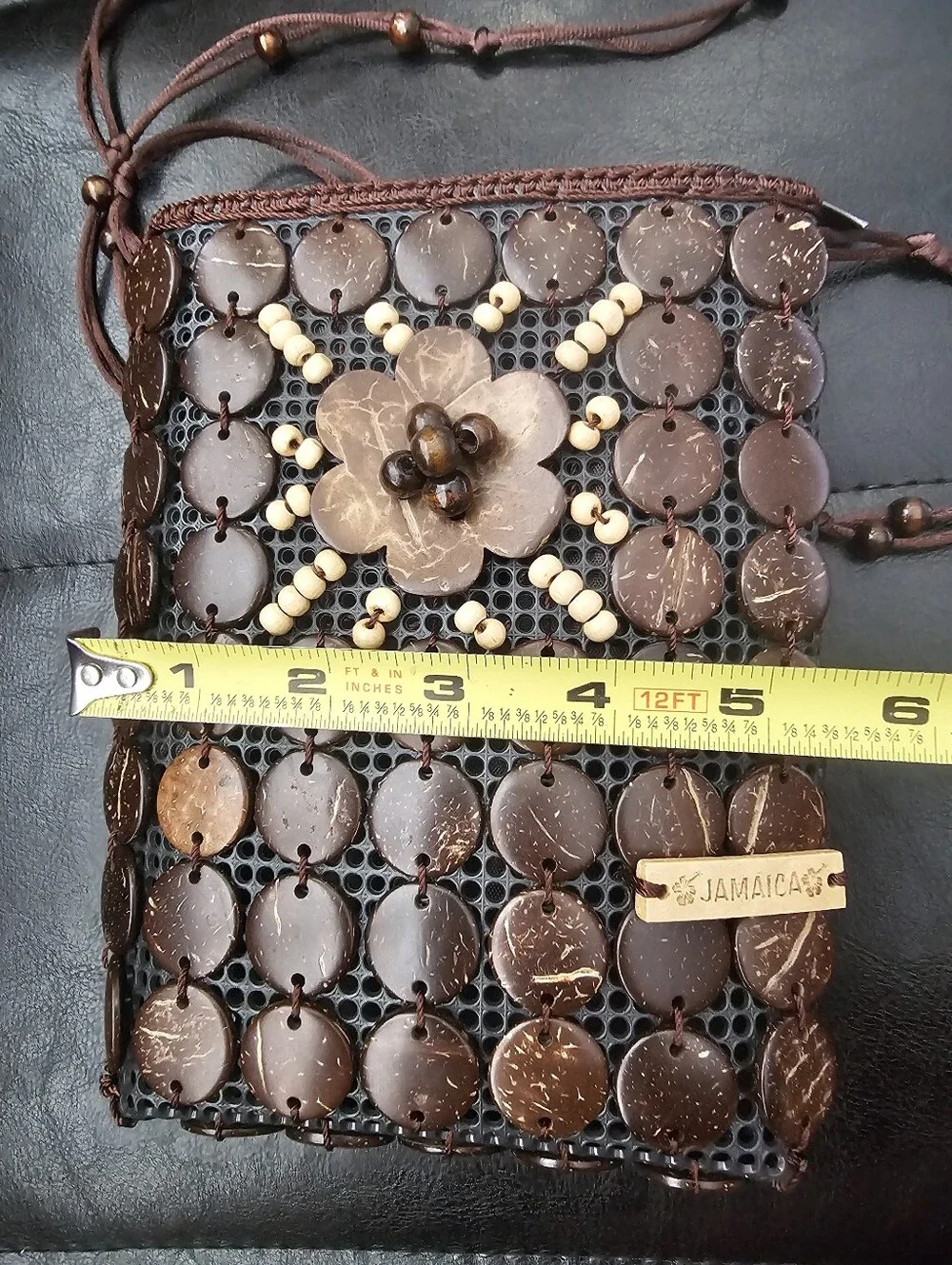 Brown Coconut Shell Jamaica Small Crossbody Bag